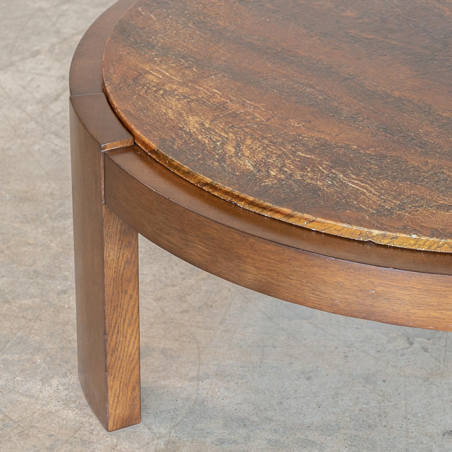 Large French Wood and Stone Coffee Table 3