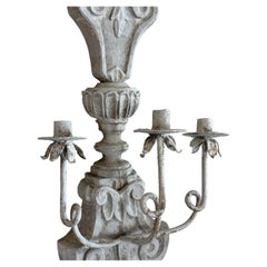 Large French Wood Painted Candle Wall Sconce