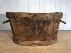 Large French Wooden Vendange Bucket from Burgundy