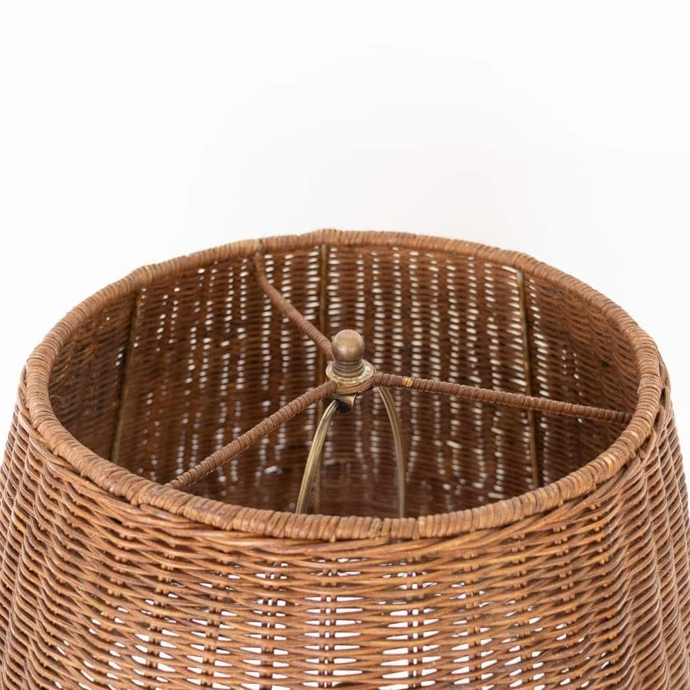 Large French Woven Wicker Lamp 2