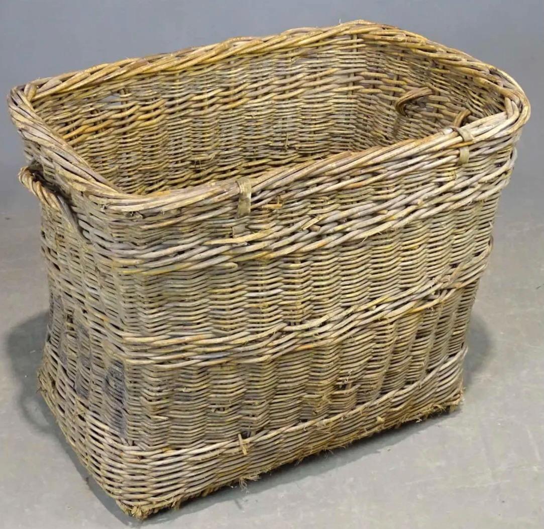 Rustic Large French Woven Wicker Laundry Basket