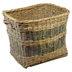 Large French Woven Wicker Laundry Basket