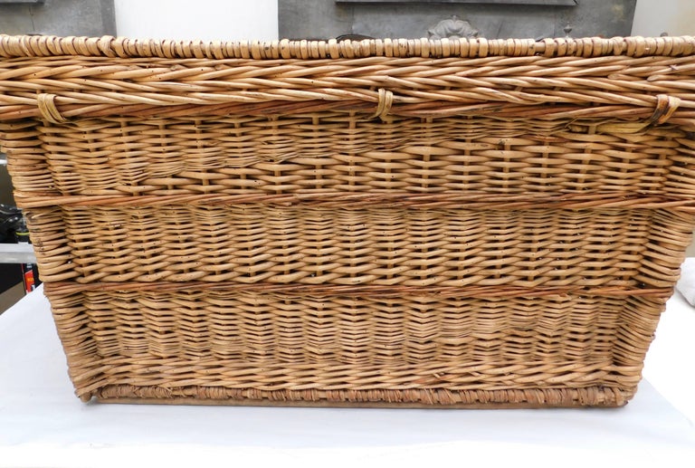 Large French Woven Willow Wicker Basket Trunk at 1stDibs