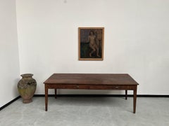 Grande tavolo da scrittura francese degli anni '40 in rovere massiccio