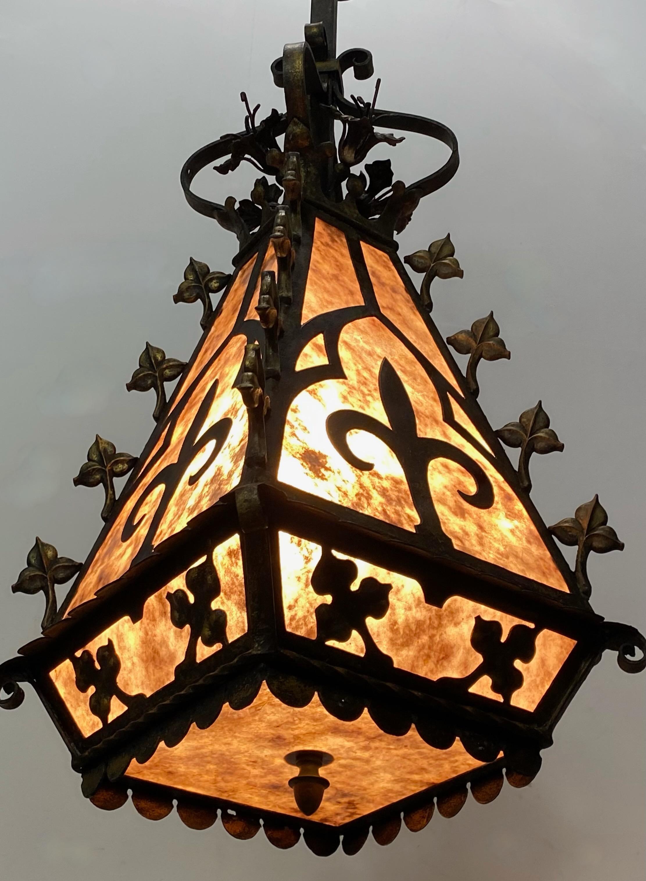Large French Wrought Iron and Mica Church Lantern, 19th Century For Sale 2