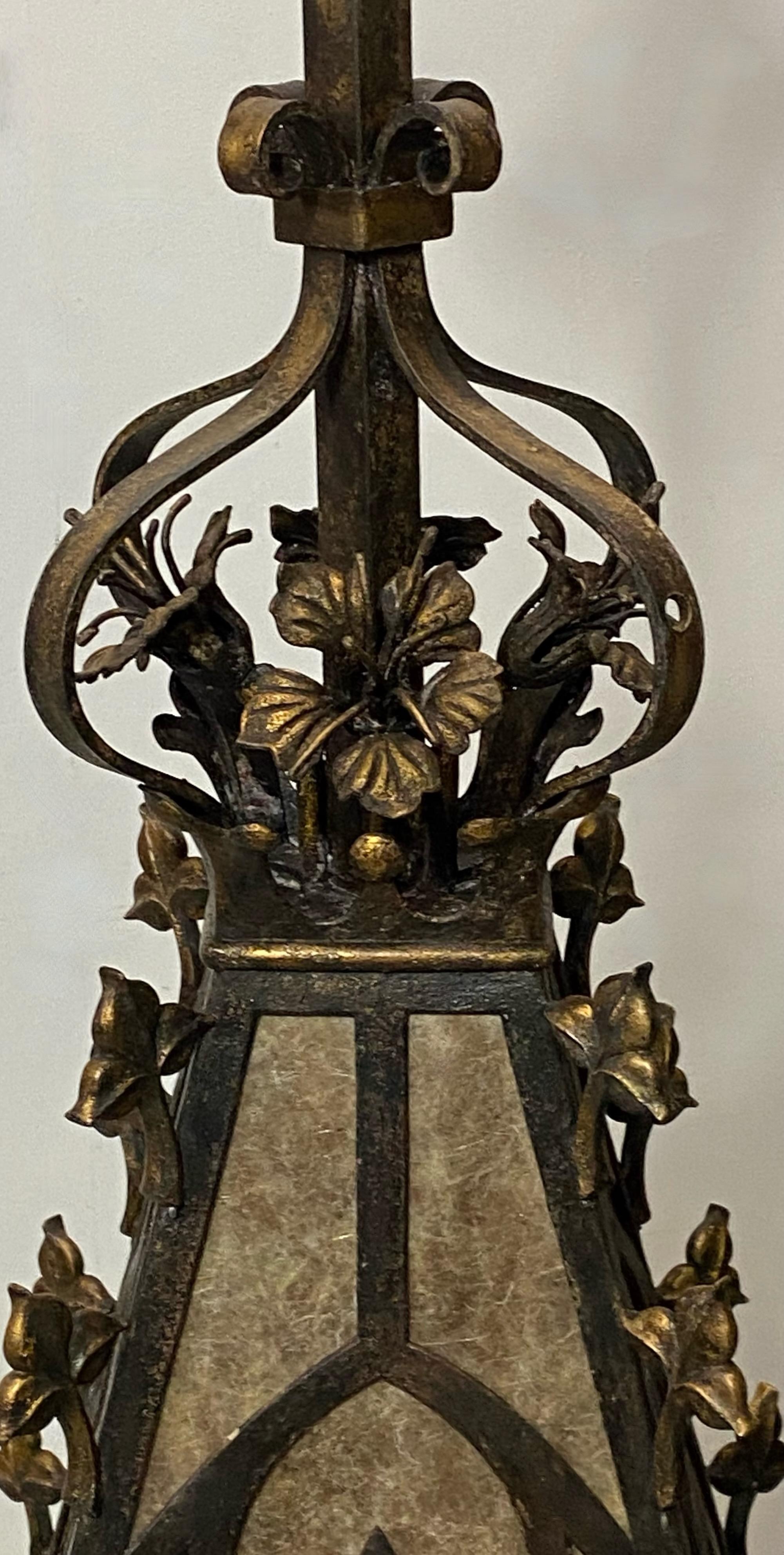 Large French Wrought Iron and Mica Church Lantern, 19th Century For Sale 3