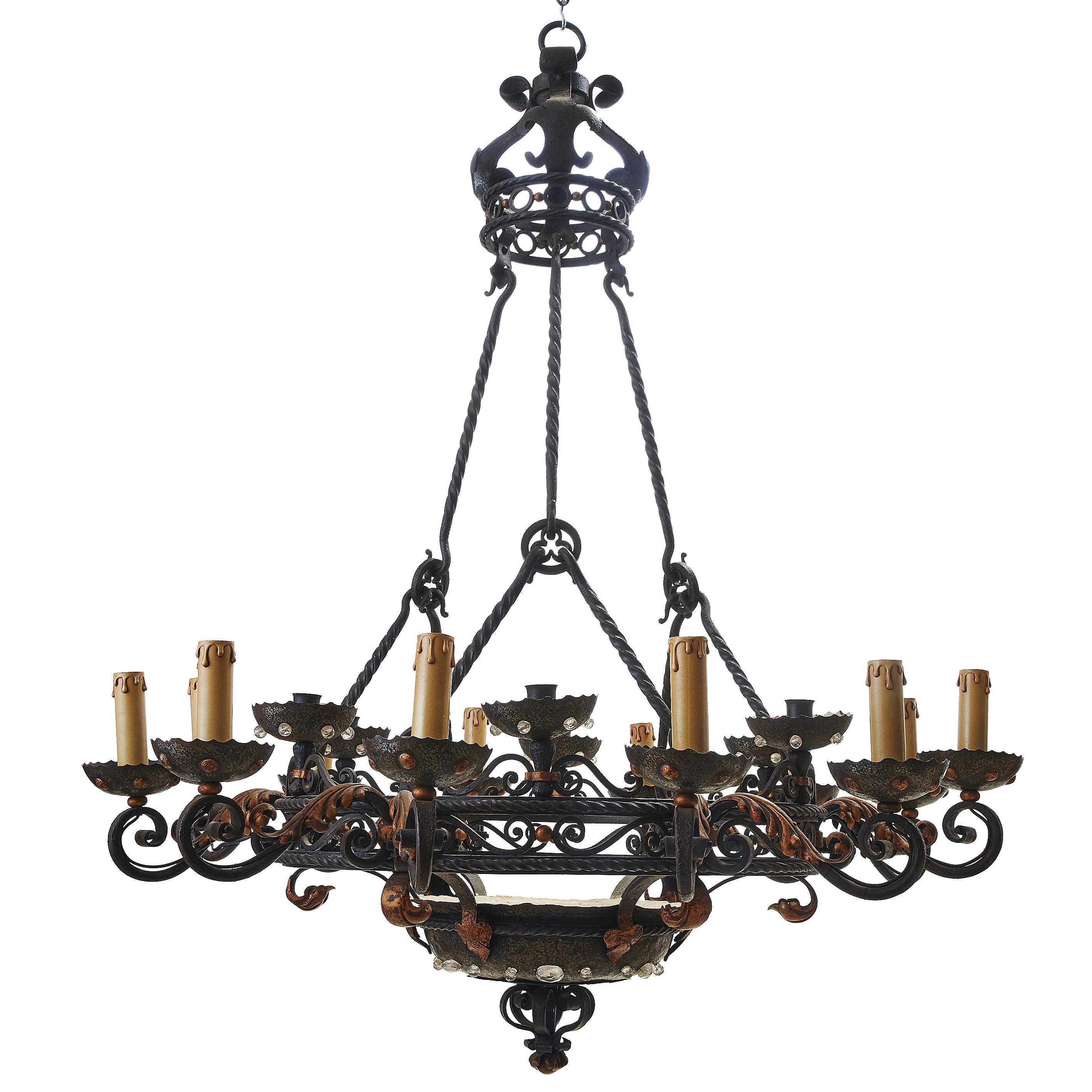 Large French Wrought Iron EighteenLight Chandelier, circa 1890 For Sale at 1stDibs eighteen