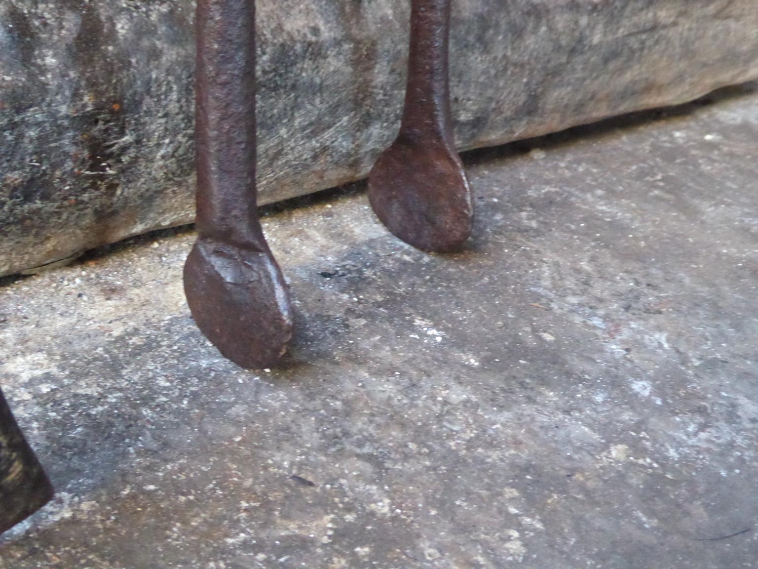 Large French Wrought Iron Fireplace Tools or Fire Tools, 18th Century For Sale 2