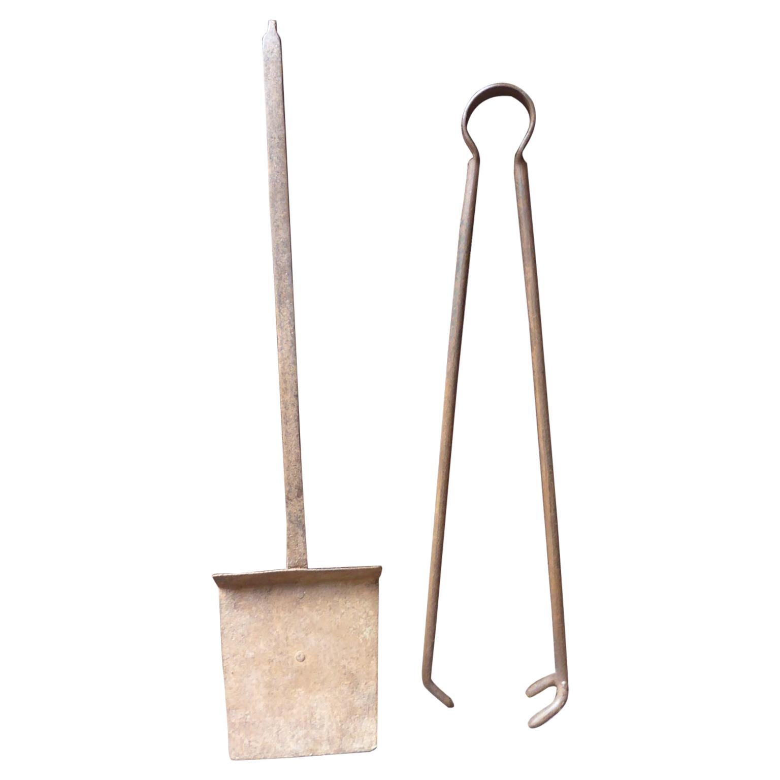 Grands outils ou outils de cheminée en fer forgé français, 19ème siècle