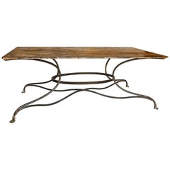 Large French Wrought Iron Garden Table from Arras with Rectangular Top