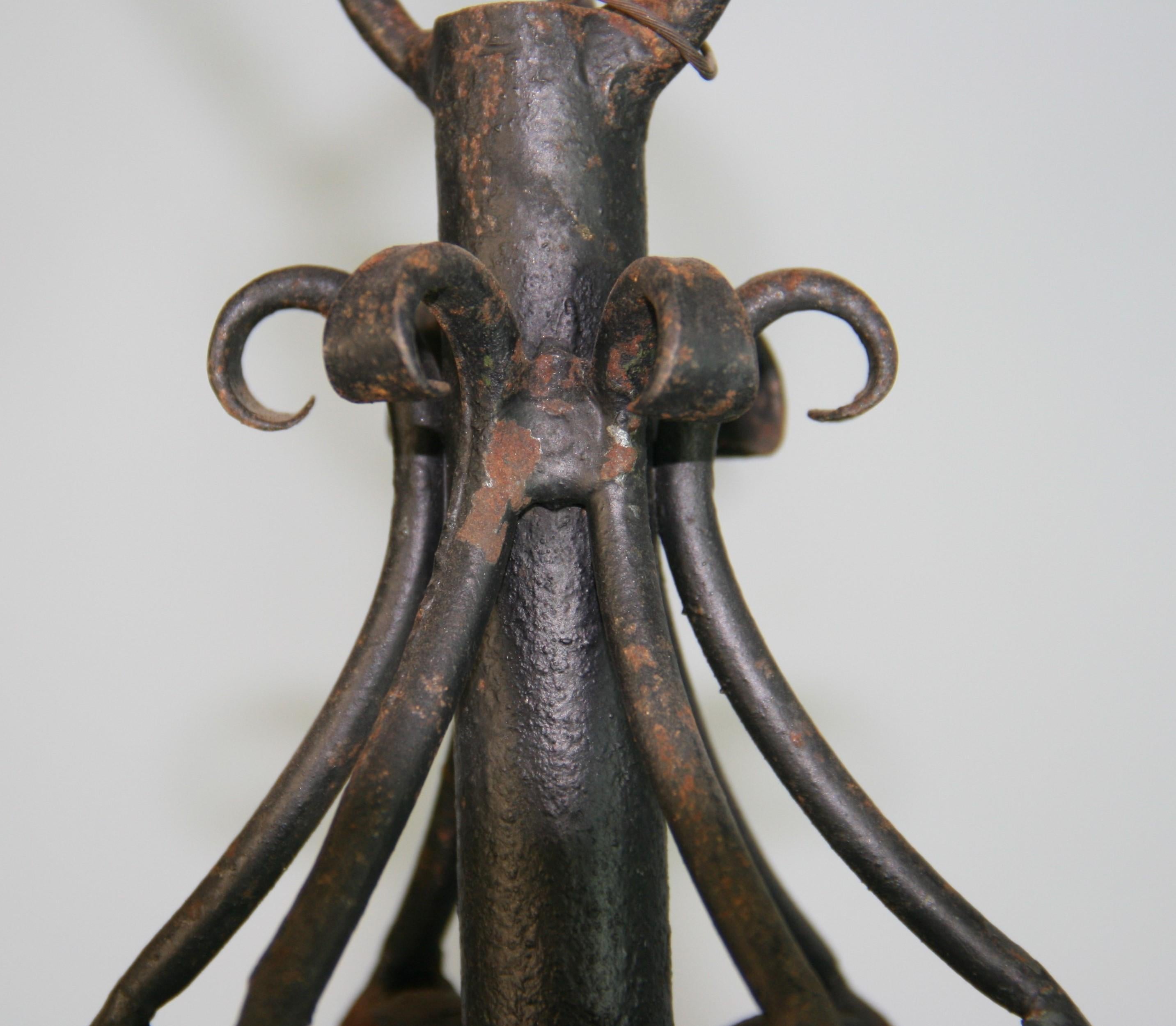 Large French Wrought Iron Hand Made   Chandelier, circa 1920s For Sale 6
