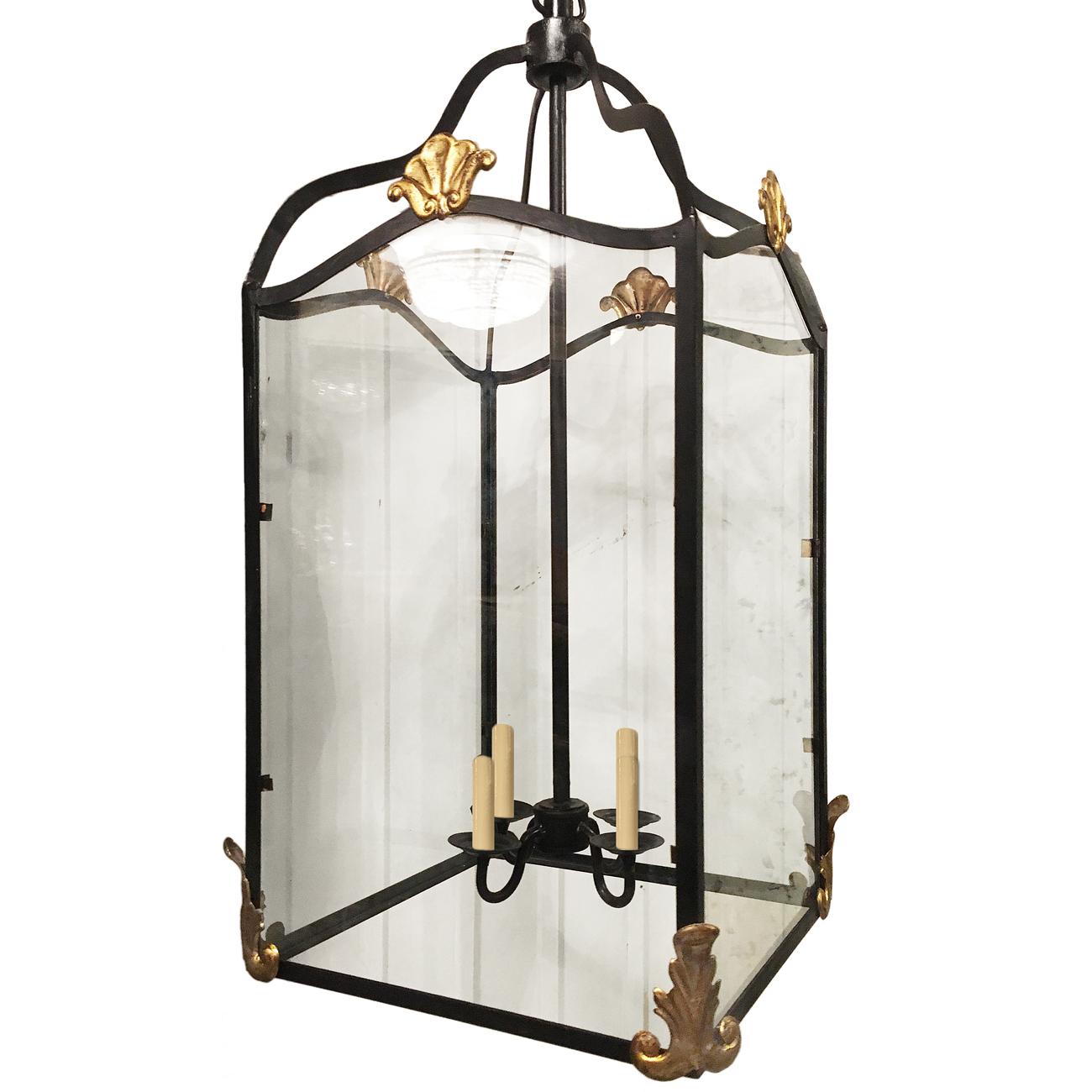 Large French Wrought Iron Lantern In Good Condition For Sale In New York, NY