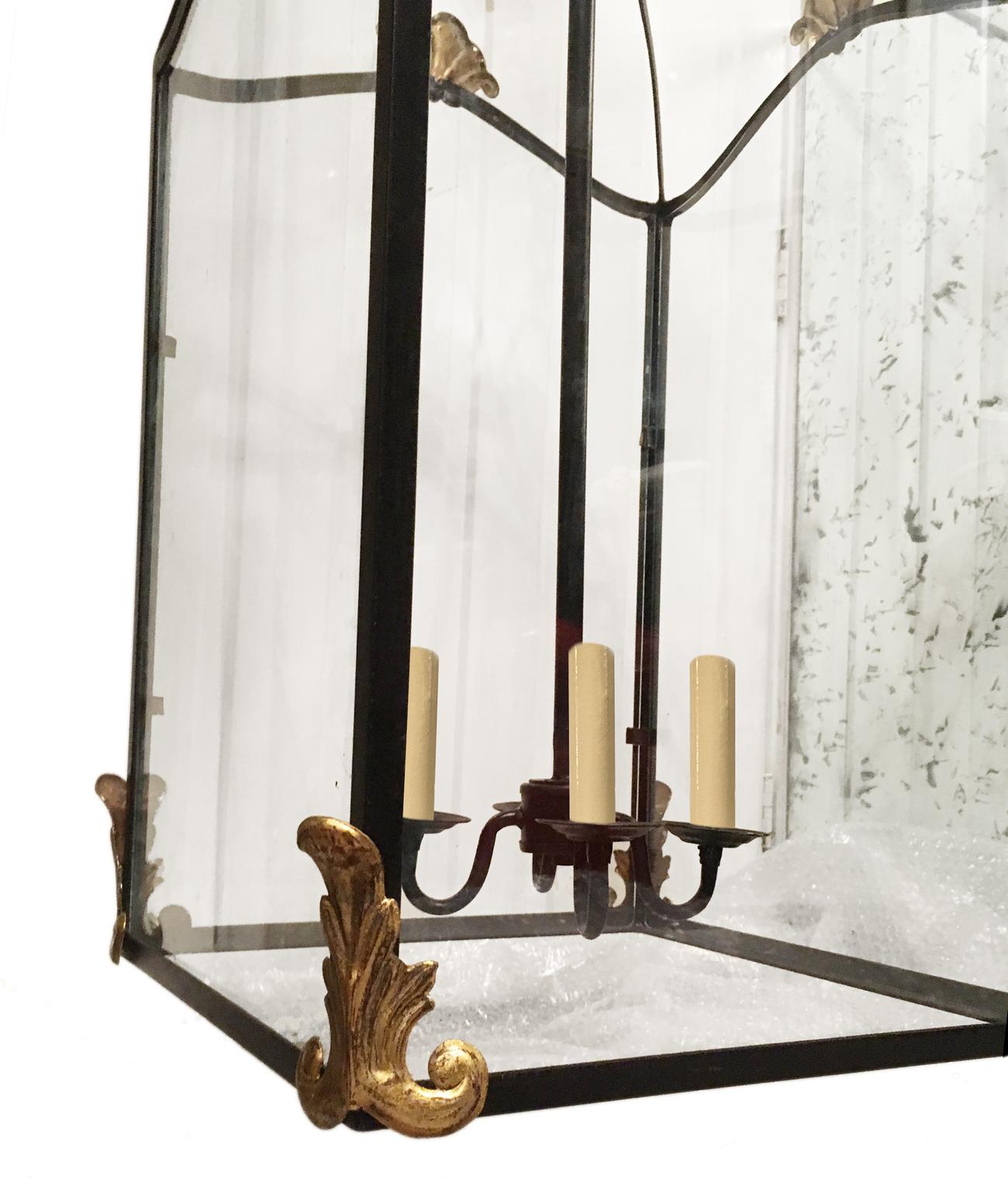 Mid-20th Century Large French Wrought Iron Lantern For Sale