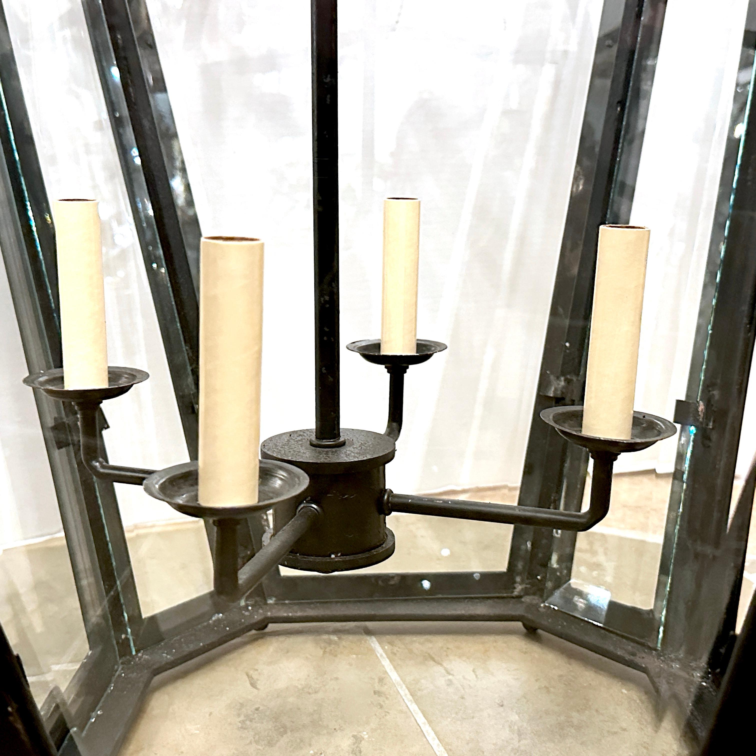 Mid-20th Century Large French Wrought Iron lantern For Sale