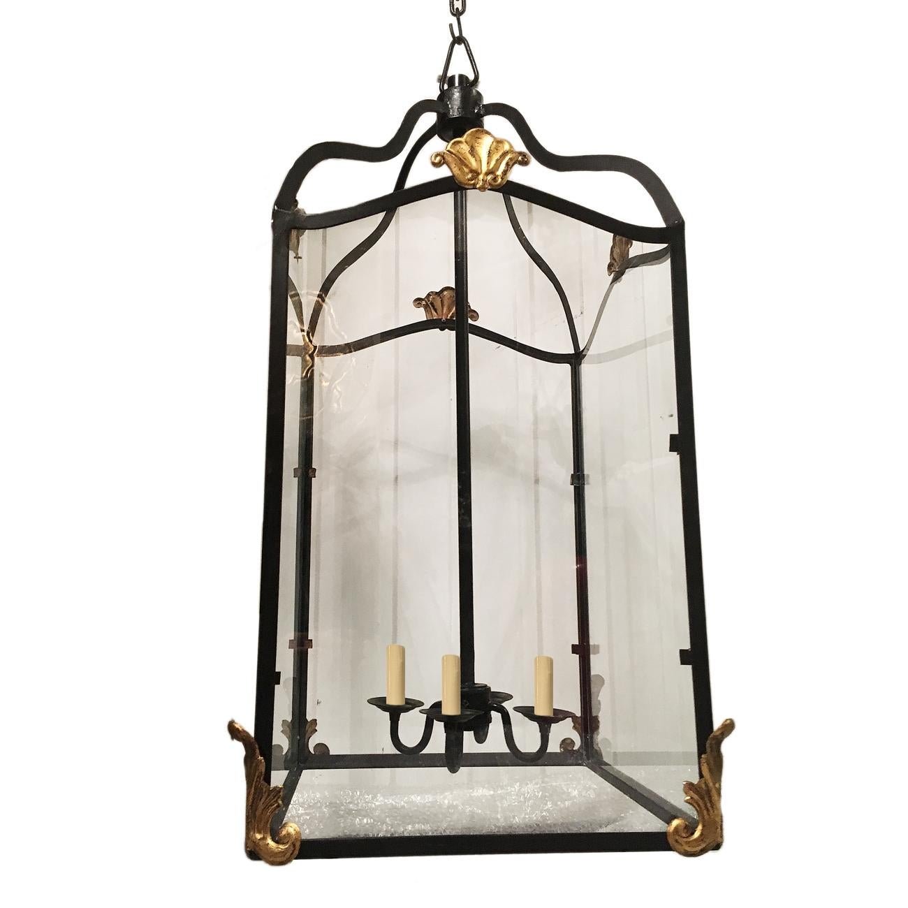 Large French Wrought Iron Lantern For Sale 2