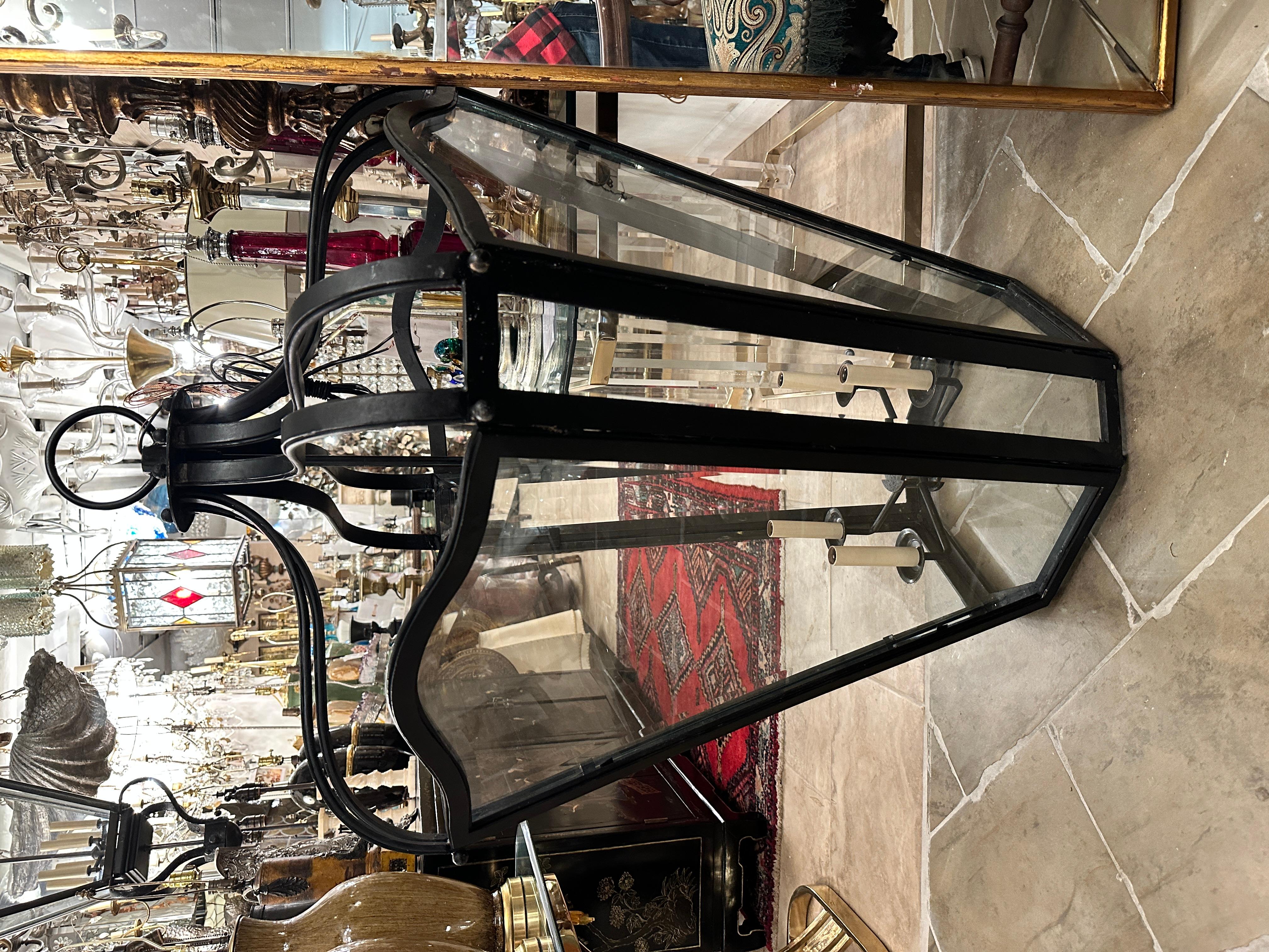 Large French Wrought Iron lantern For Sale 2