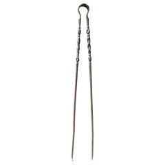Large French Wrought Iron Napoleon III Tongs, 19th C