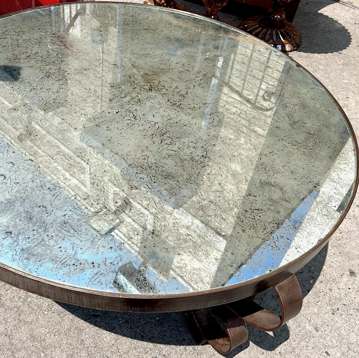 Mirror Large French Wrought Iron Table For Sale