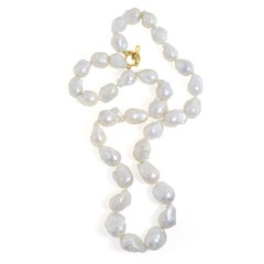 Large Freshwater Baroque Pearl 18K Yellow Gold Necklace