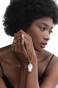 Large Freshwater Baroque Pearl Pendant Necklace on 18K Gold Vermeil Chain