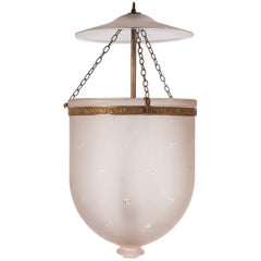Large Frosted Bell Jar Lantern with Star Etching
