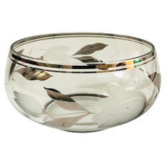 Retro Large Frosted Floral Glass Bowl