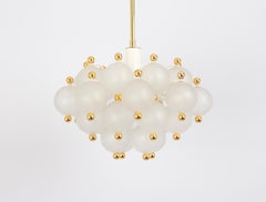 Large Frosted Glass and Brass Chandelier by Kinkeldey, Germany, 1970s