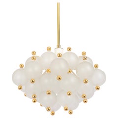 Grande lampadario in vetro smerigliato e ottone di Kinkeldey, Germania, anni '70