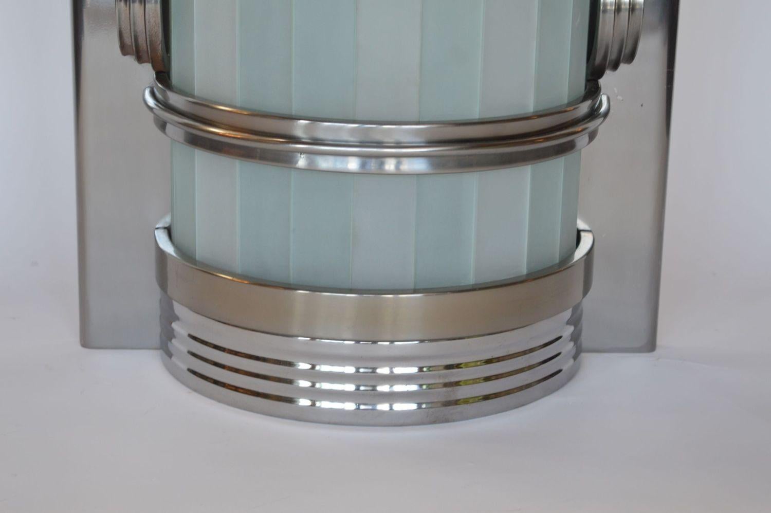 Large Frosted Glass and Chrome Wall Sconce, Set of 4 4