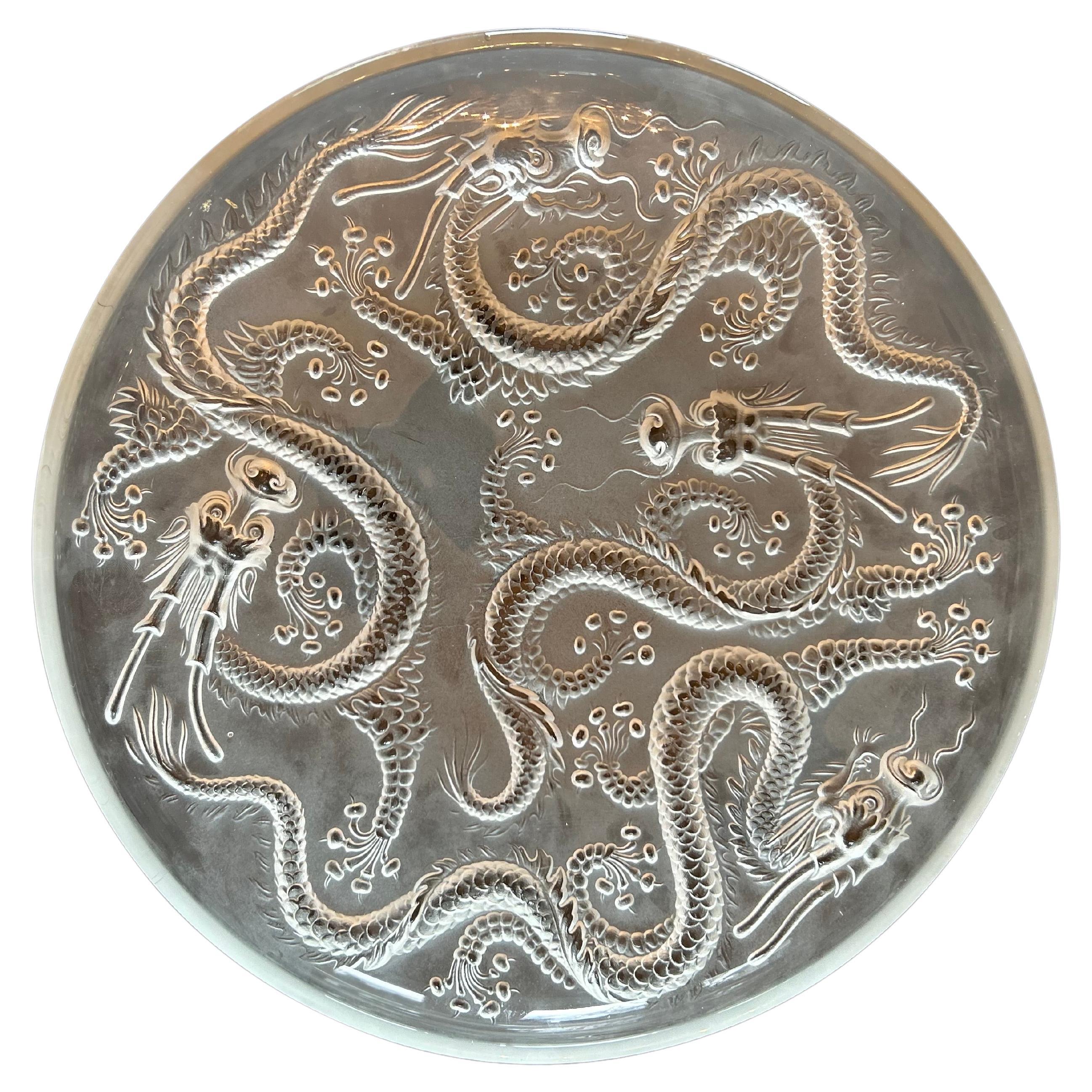 Large Frosted Glass Bowl With Dragons by Josef Inwald for Barolac, 1930 For Sale