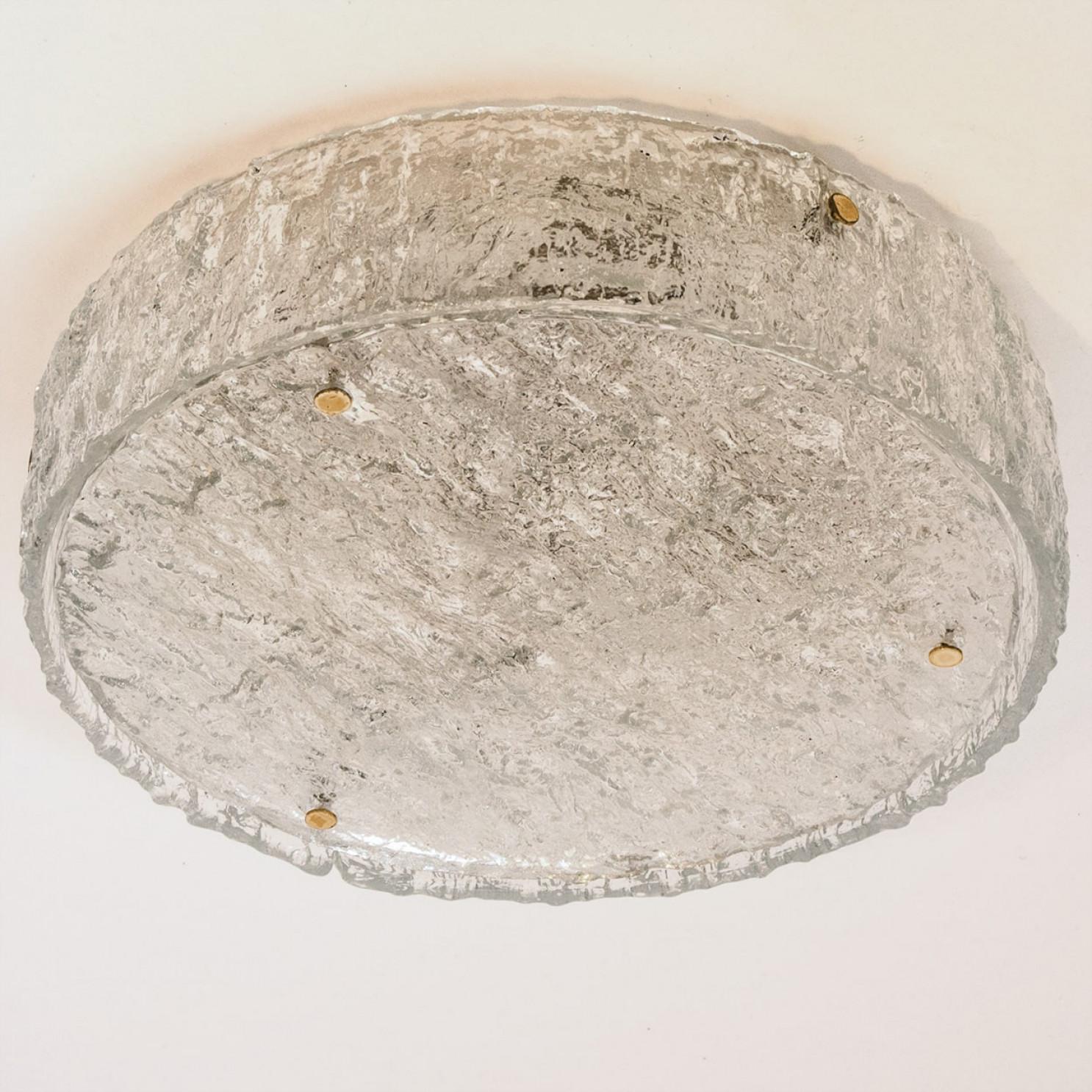 Mid-20th Century Large Frosted Glass Flush Mount Ceiling Lamp by Kaiser, Germany, 1960s For Sale