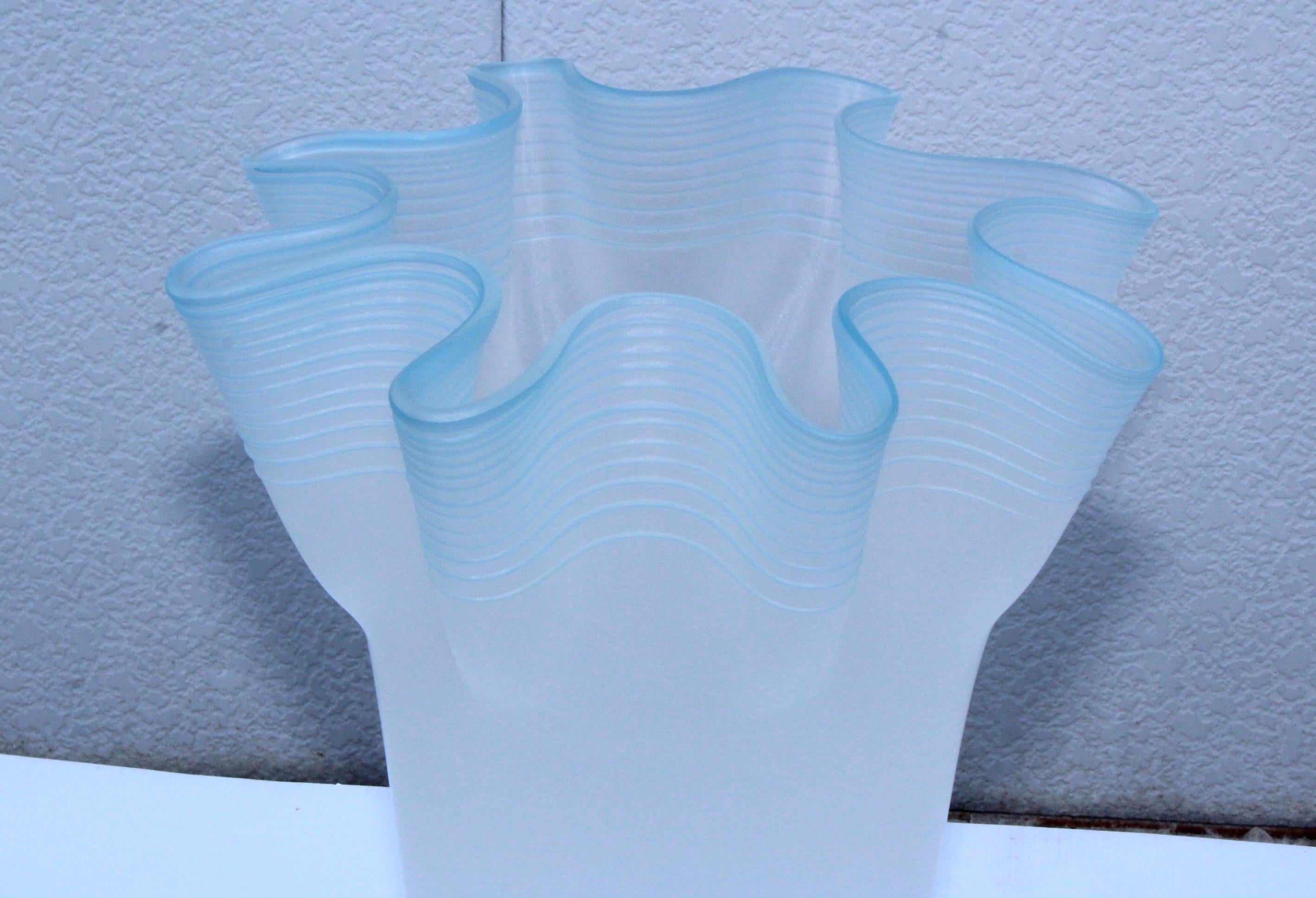 Large Frosted Glass Handkerchief Italian Vases 6