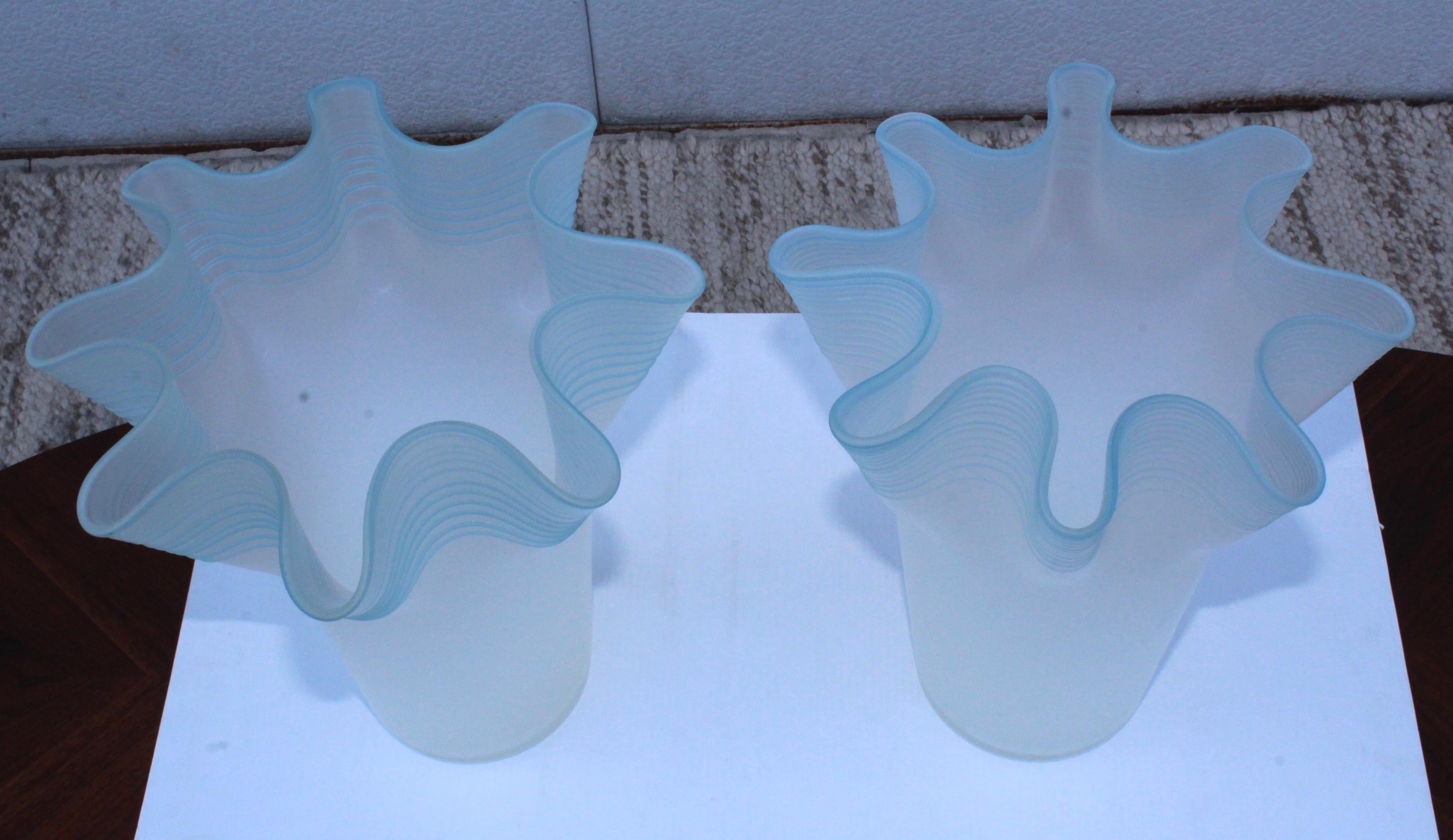 Art Glass Large Frosted Glass Handkerchief Italian Vases