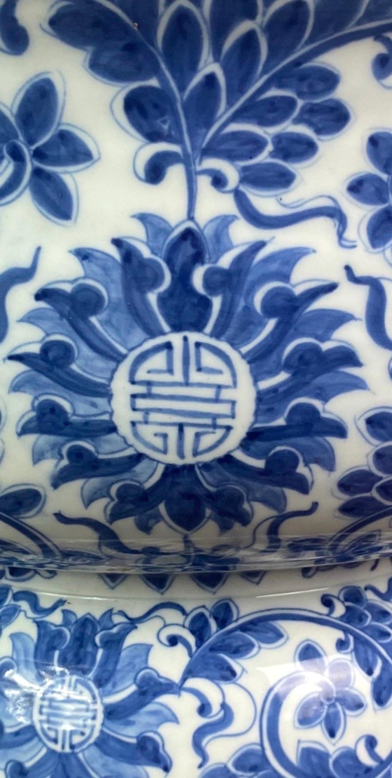 Large fruit Bowl Cup Basin on pedestal blue white porcelain - Qing Style - China For Sale 2