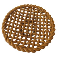 Antique Large fruit bowl in woven ceramics, early 20th century.