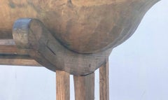 Large Fruitwood Trog or Dough Bowl on Oak Stand