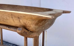 Large Fruitwood Trog or Dough Bowl on Oak Stand