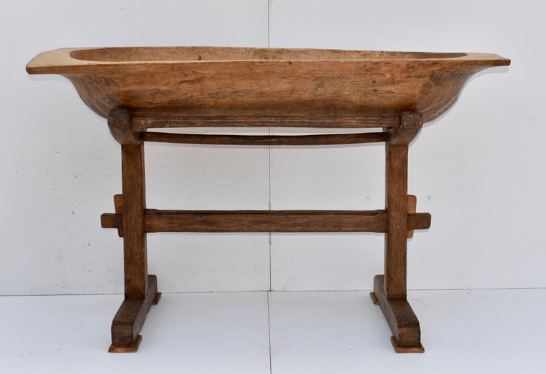 Large Fruitwood Trog or Dough Bowl on Oak Stand at 1stDibs dough bowl