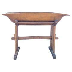 Large Fruitwood Trog or Dough Bowl on Oak Stand