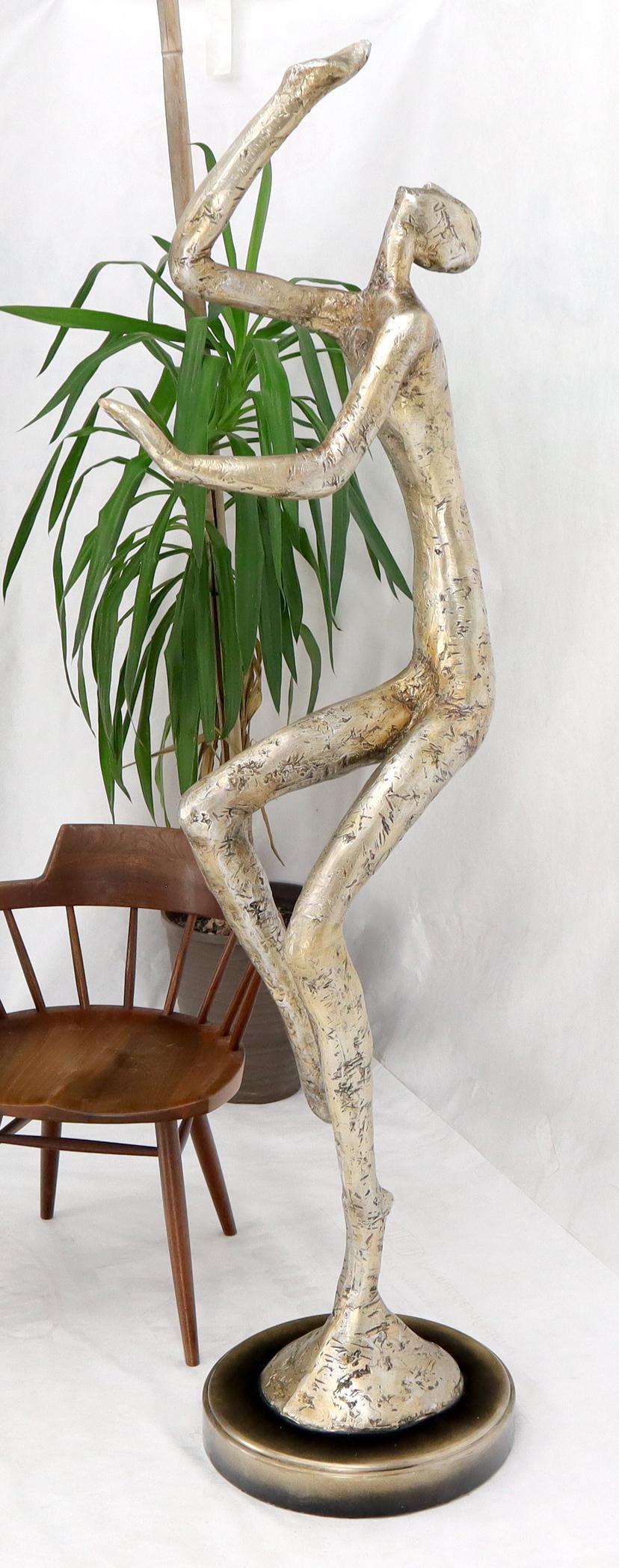 Mid-Century Modern Large Full Height Tall Silver Gilt Composite Sculpture of a Dancer For Sale