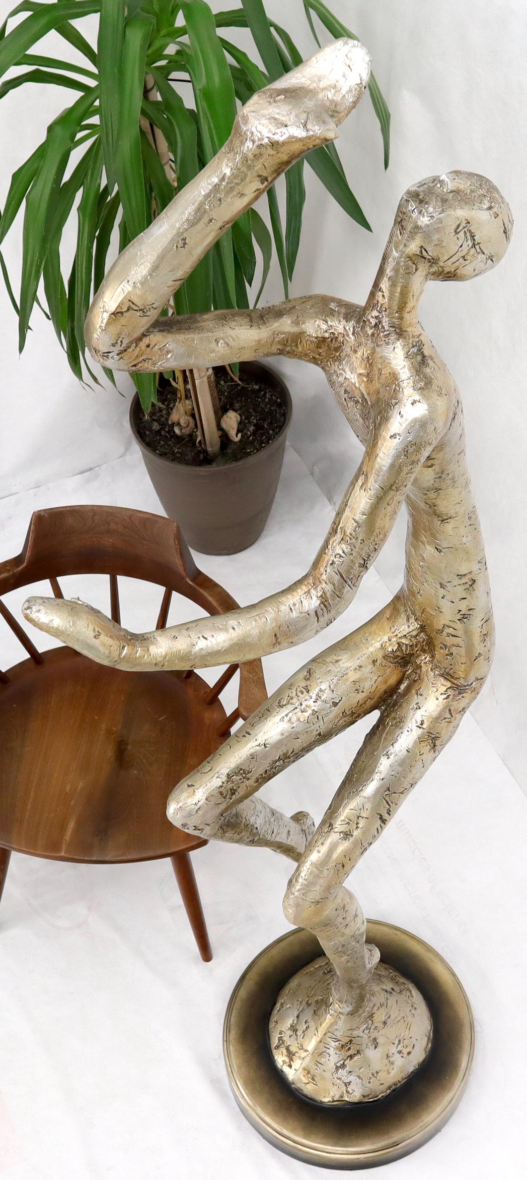 Large Full Height Tall Silver Gilt Composite Sculpture of a Dancer In Excellent Condition For Sale In Rockaway, NJ