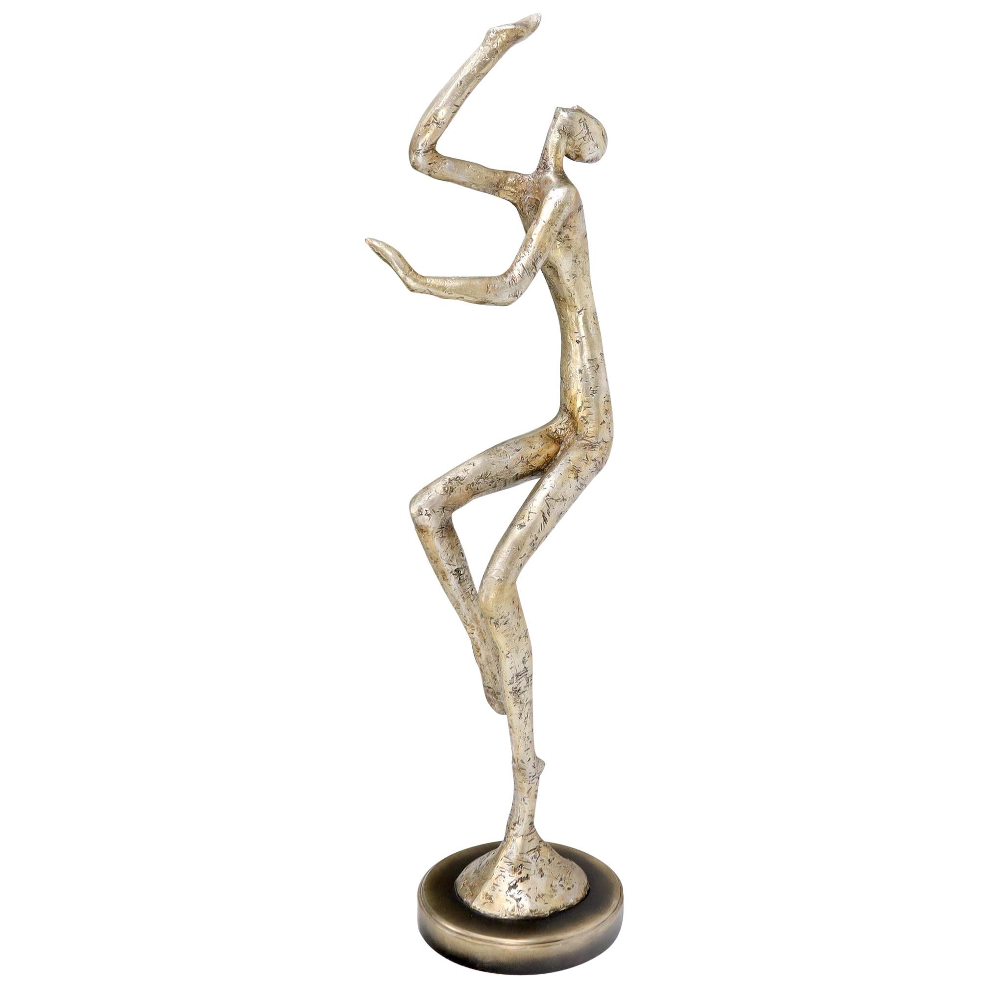 Large Full Height Tall Silver Gilt Composite Sculpture of a Dancer For Sale