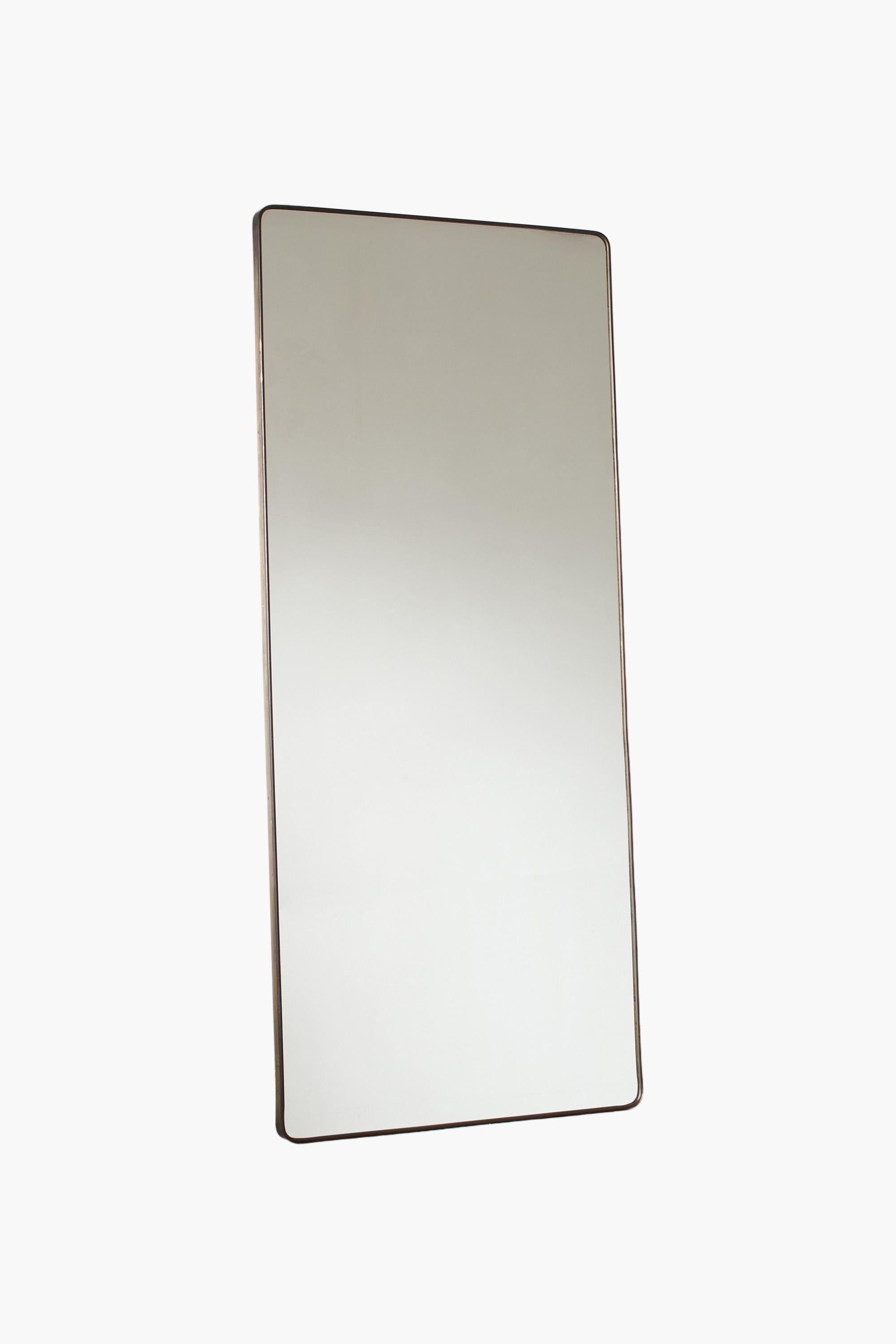 Large Full Length Italian Brass Framed Mirror, 1950s In Good Condition For Sale In London, GB