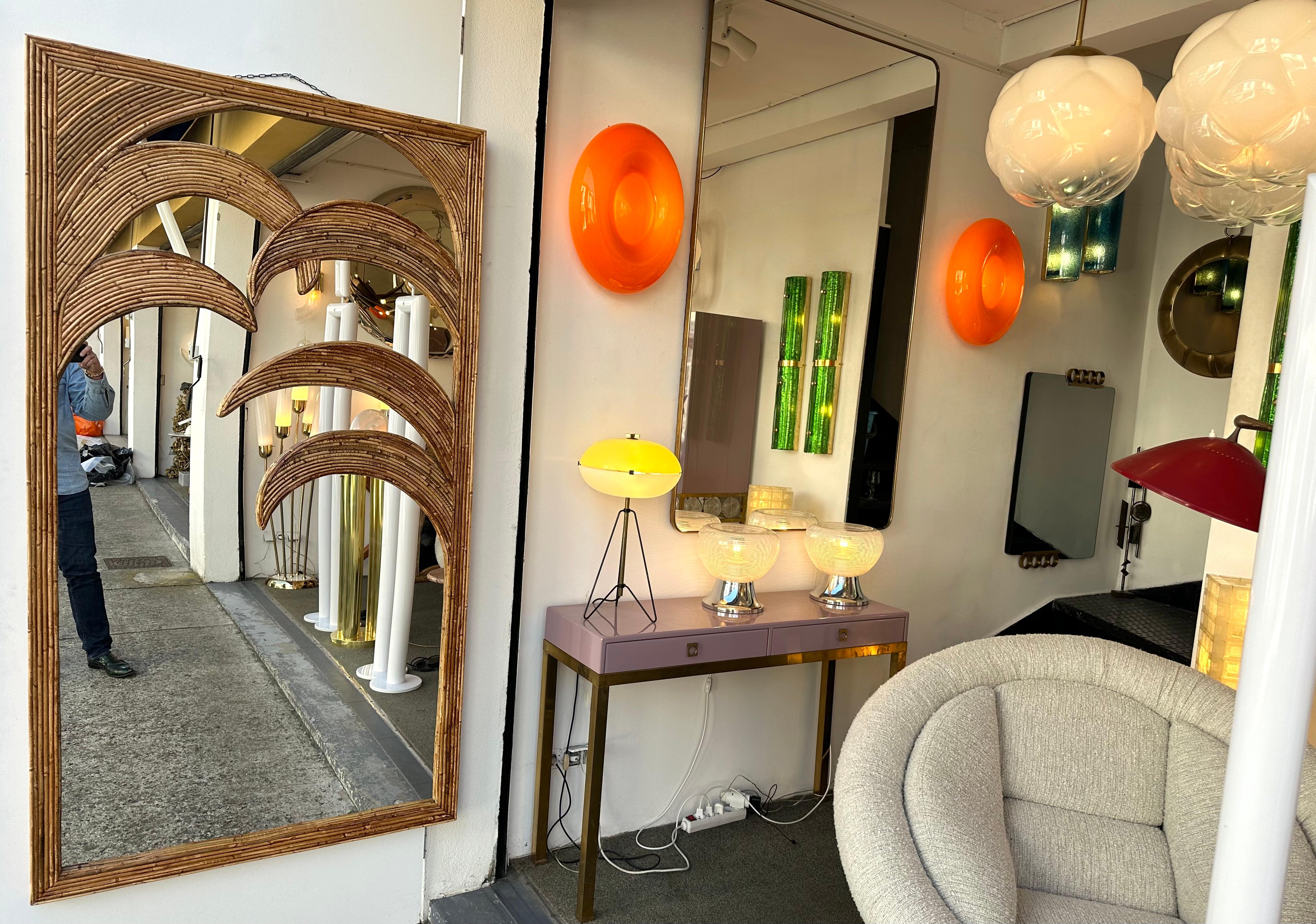 miroir sur pied rotin