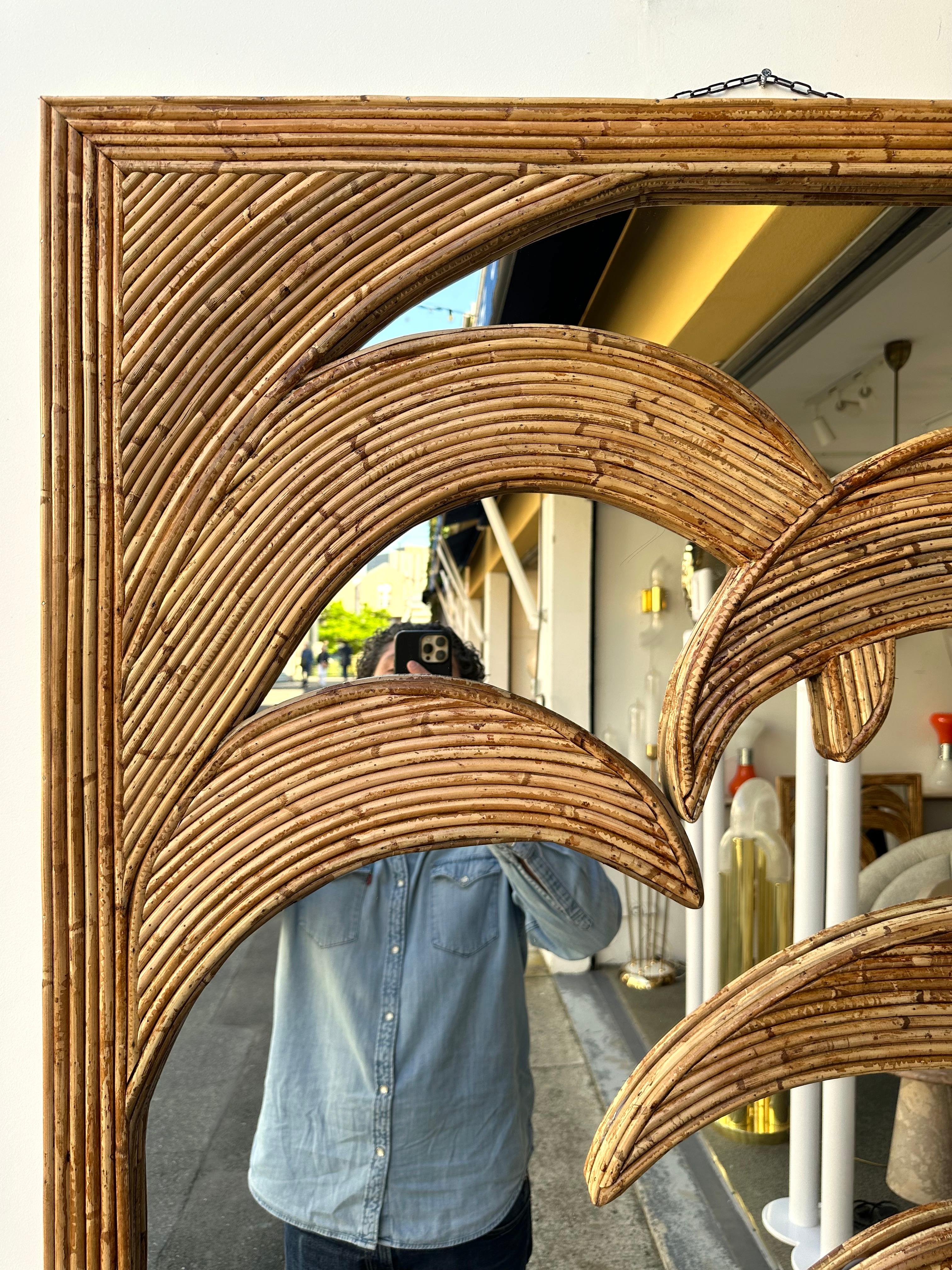 Grand miroir de palmier en rotin plein pied de Vivai Del Sud. Italie, 1970 1