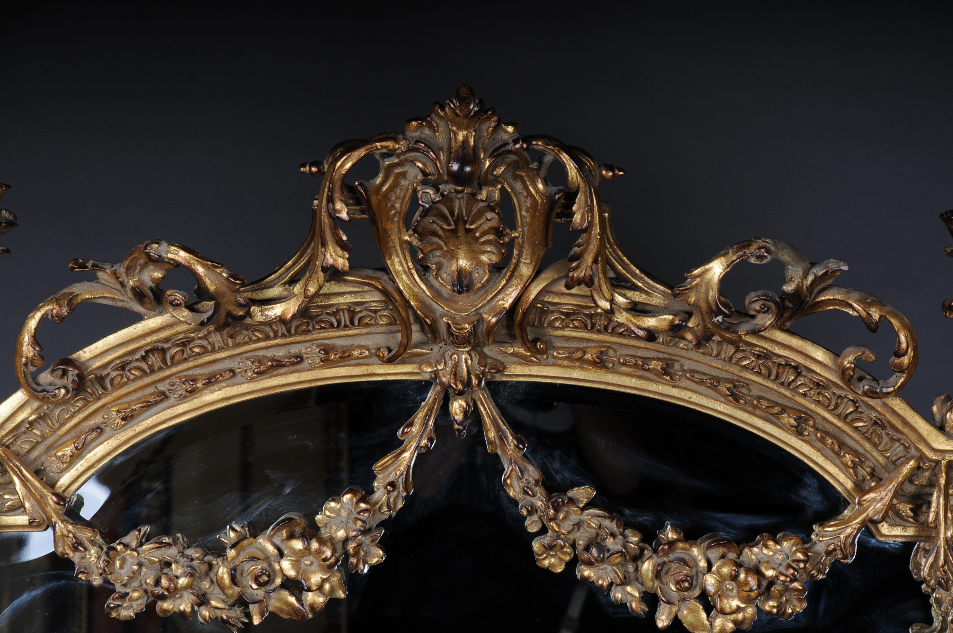Grand miroir sur pied de style Louis XVI en bois de hêtre massif Bon état - En vente à Berlin, DE