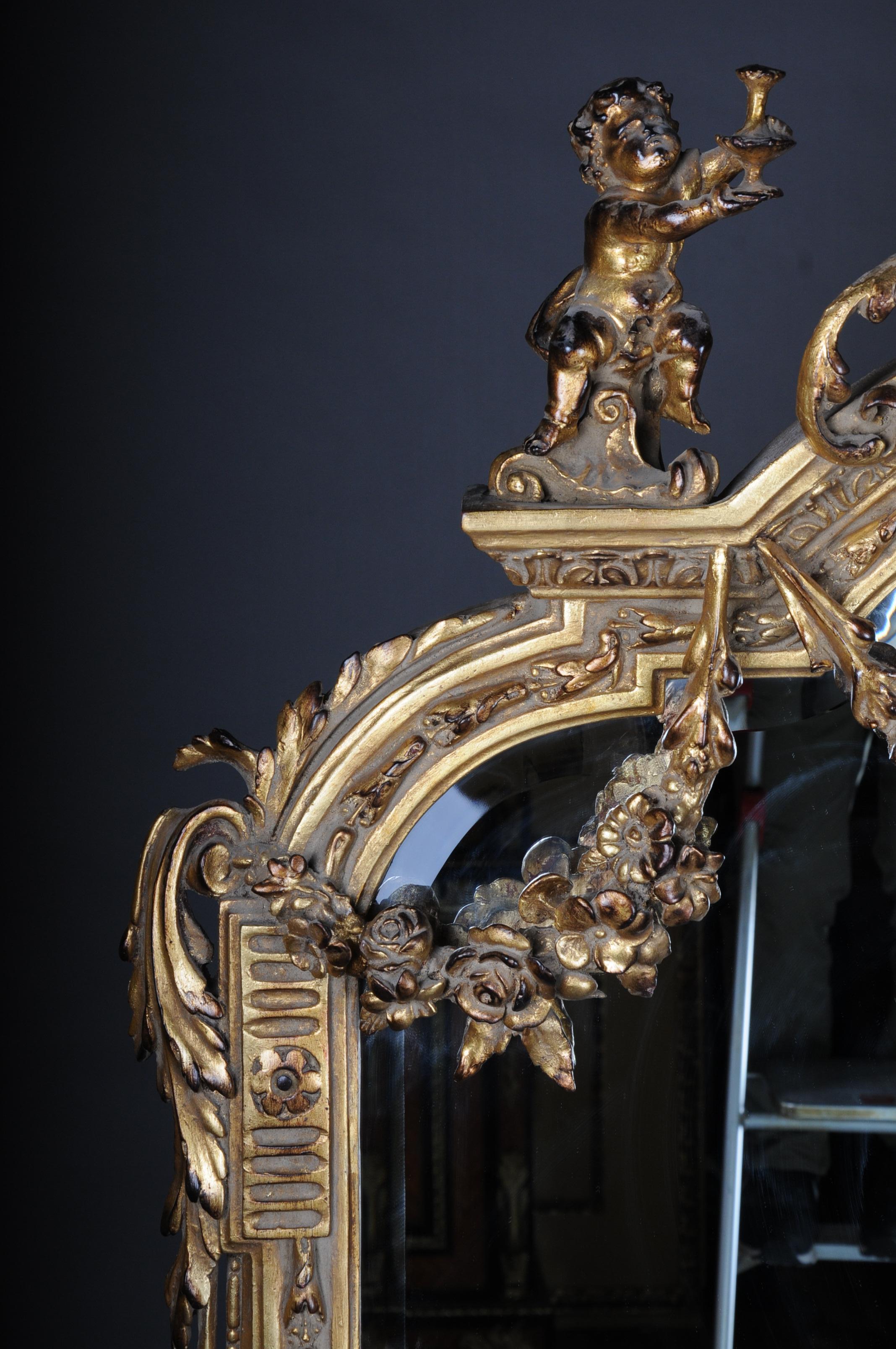 Hêtre Grand miroir sur pied de style Louis XVI en bois de hêtre massif en vente
