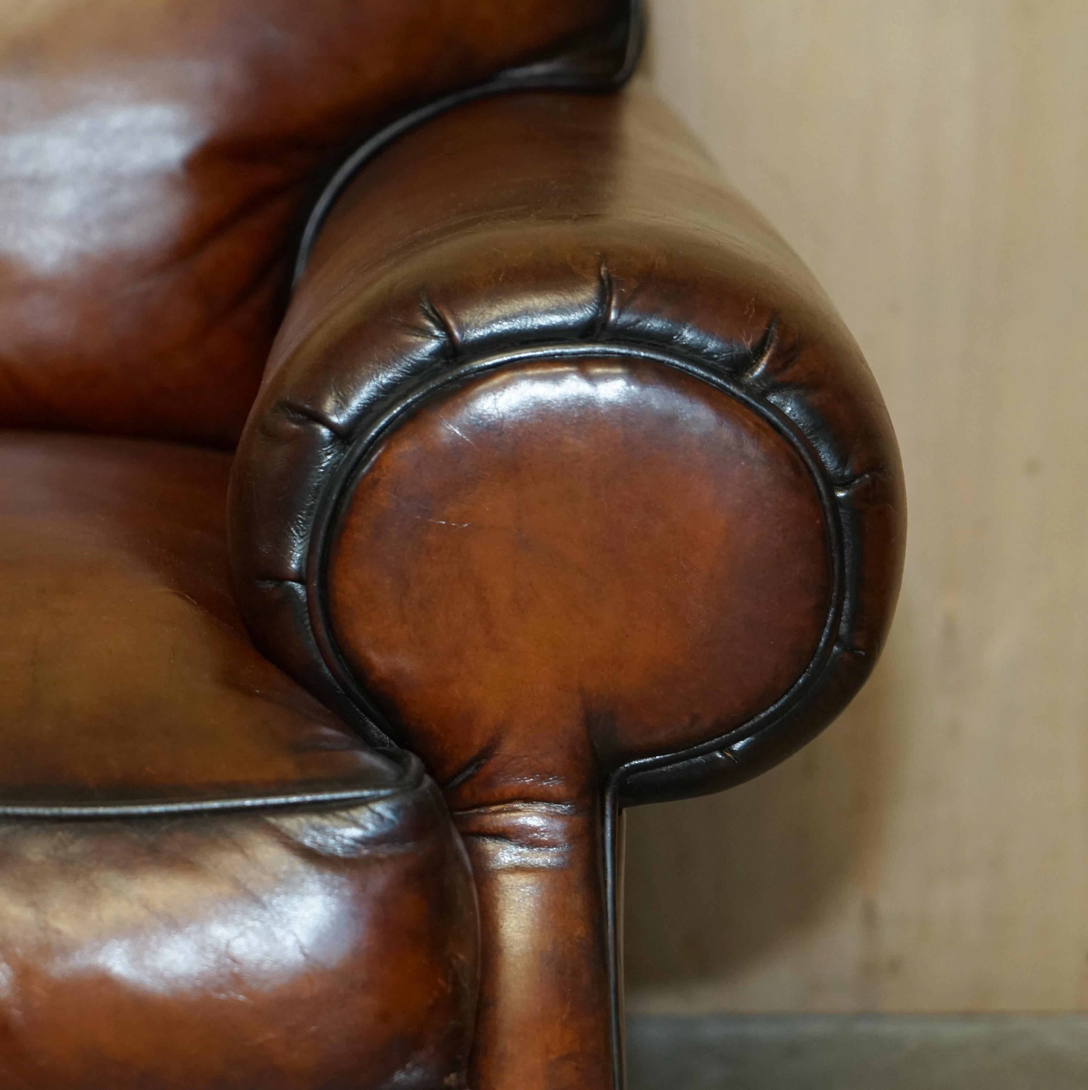 20th Century Large Fully Restored Ralph Lauren Hand Dyed Cigar Brown Leather Club Armchair For Sale