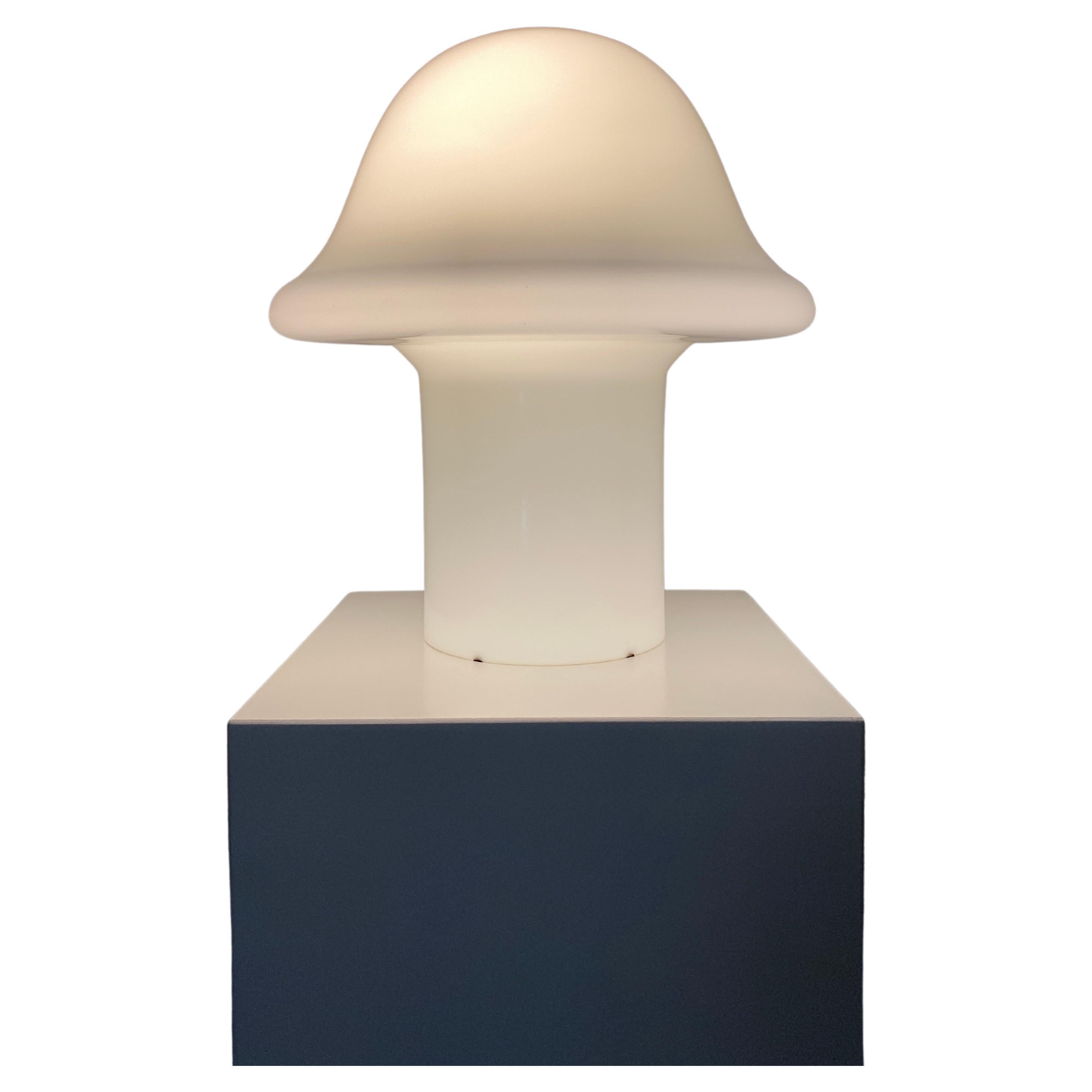 Large Fully White Glass Peill and Putzler Mushroom Table Lamp XL 1970 For Sale