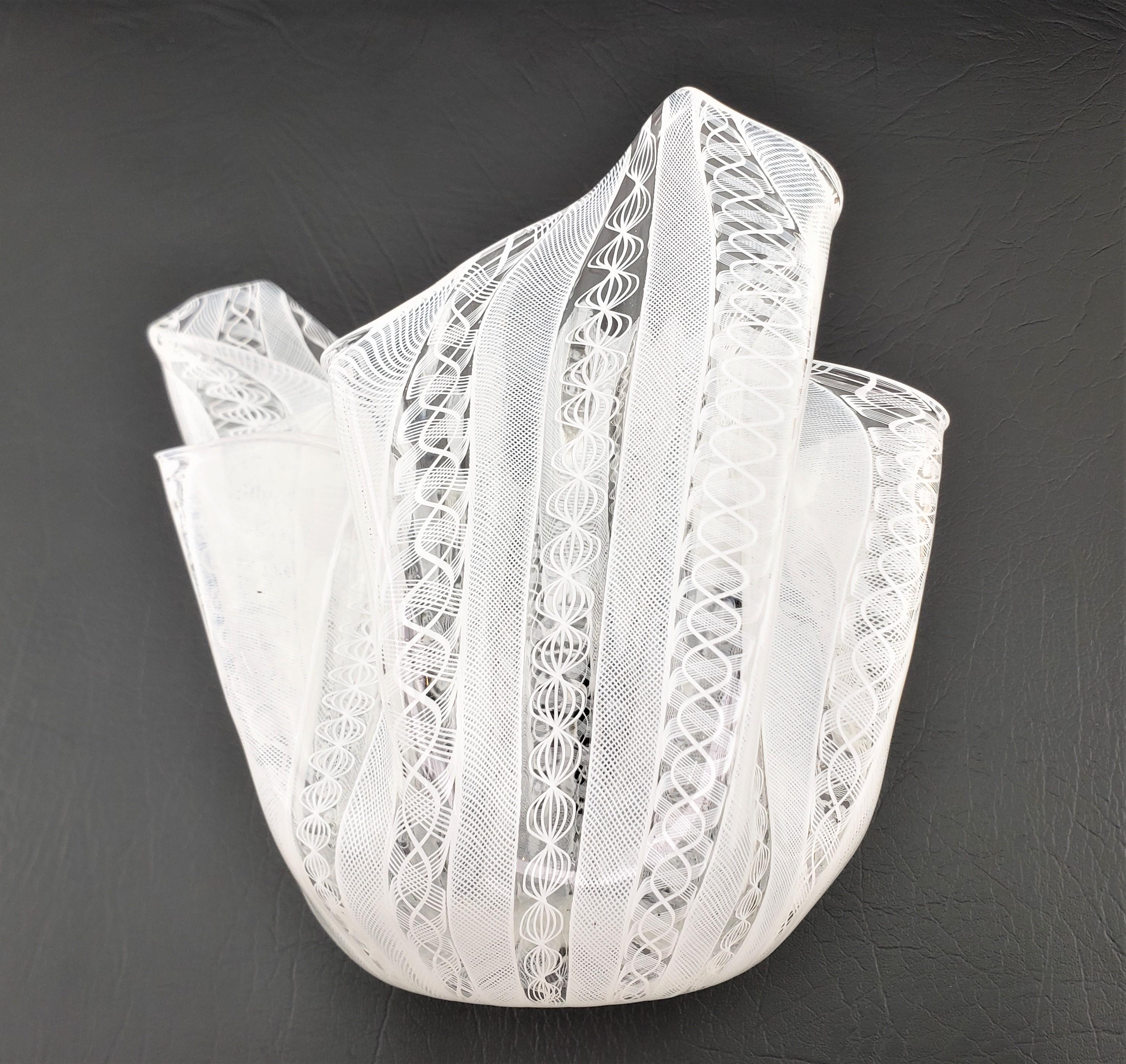 Large Fulvio Bianconi for Venini Murano Art Glass Fazzoletto or Handerchief Vase For Sale 3